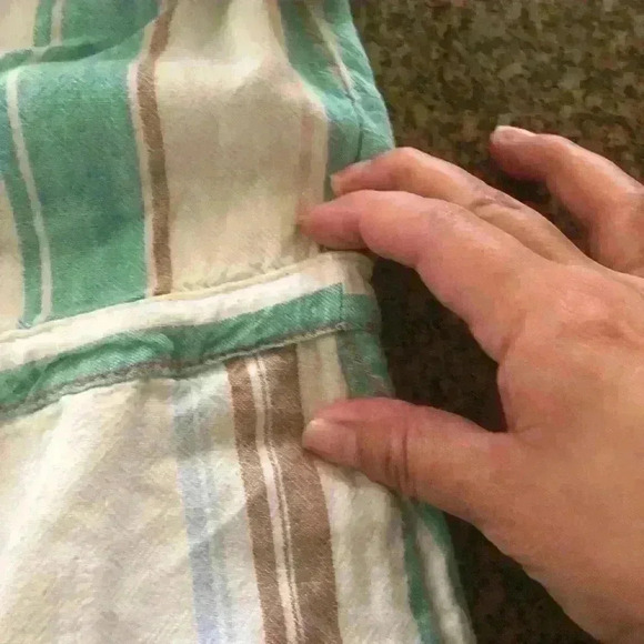 Time and Tru White and Neutral Colors Vertical Stripe Cinched Dress Women M - Picture 4 of 11